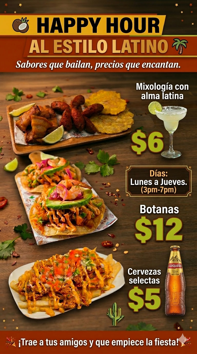 HAPPY HOUR MONDAY TO THURSDAY